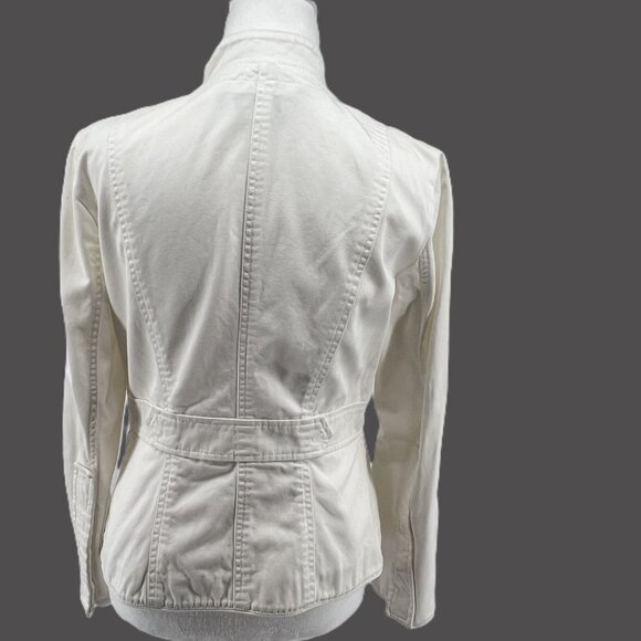 🤍 Women's Zara Jacket Size M – 100% Cotton,  white Chic Utility Style - Picture 6 of 11